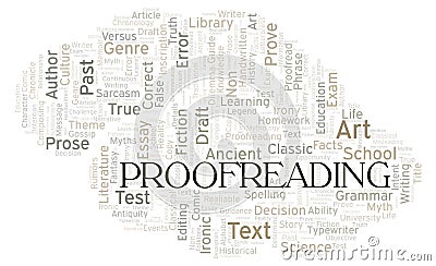 Proofreading typography word cloud create with the text only Stock Photo