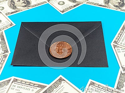 Prop Money Dollars.Full Print Old Style.100 Dollar Bills. Bitcoin Stock Photo