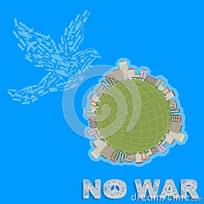 Propaganda poster calling for peace in all countries, there is no war Vector Illustration