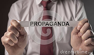 Propaganda word on paper. Manipulation, deception and misinformation by media and government concept Stock Photo