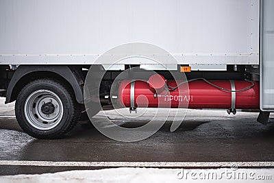 Propane gas cylinder for GAZ Gazelle Editorial Stock Photo