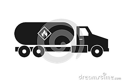 Propane truck silhouette icon Vector Illustration