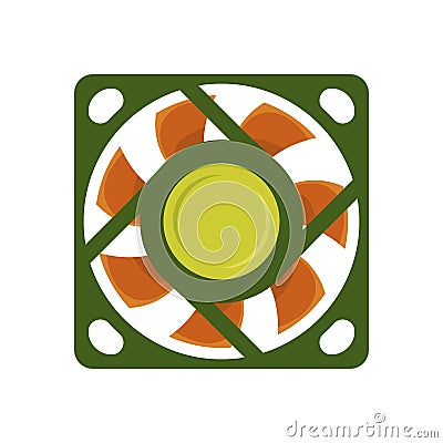 Propeller fan cooler computer vector wind ventilator equipment air blower technology power circle. Vector Illustration