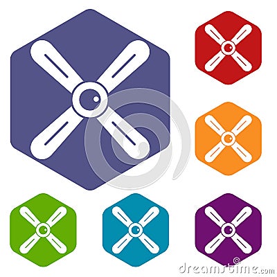 Propeller icons set hexagon Vector Illustration