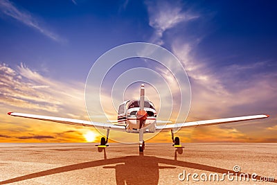 Propeller plane parking at the airport Stock Photo