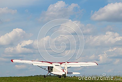 Propeller plane Yak-12A on the aerodrome Stock Photo