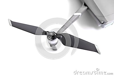 Propeller of quadrocopter or drone close up on white background Stock Photo