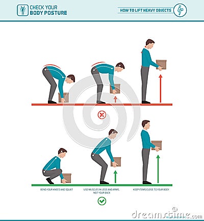 Proper lifting technique Vector Illustration