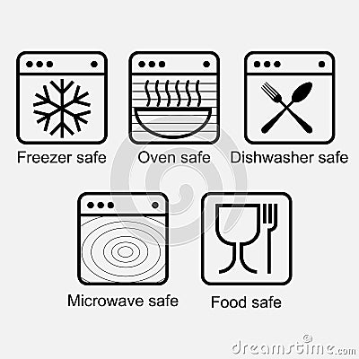 Properties of food contact materials in order to ensure the food safety Vector Illustration