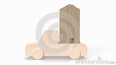The van truck and home for property concept 3d rendering Stock Photo