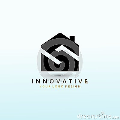 Property development company needing new logo with letter sh Vector Illustration