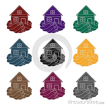 Property donation icon in black style isolated on white background. Charity and donation symbol stock vector Vector Illustration