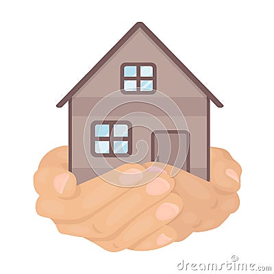 Property donation icon in cartoon style isolated on white background. Vector Illustration