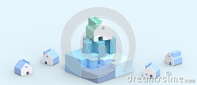 Property industry. leader real estate industry and small Housing Concept with financial connection ideas through jigsaw symbols Stock Photo