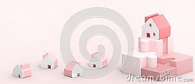 Property industry. leader real estate industry and small Housing Concept with financial connection ideas through jigsaw symbols Stock Photo