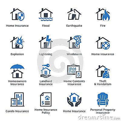 Property Insurance - Blue Series Vector Illustration