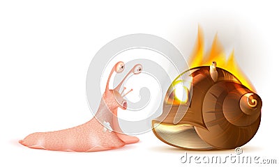 Property Insurance. Conch shell snail fire Vector Illustration