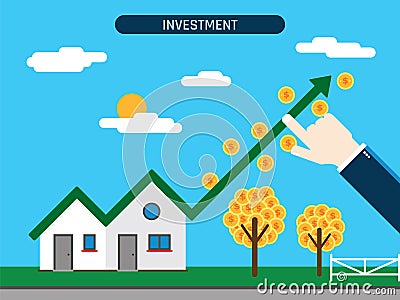 Property investment with success chart. Vector Illustration