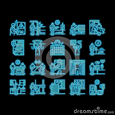 Property Maintenance And Repair neon glow icon illustration Stock Photo