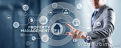 Property management. Operation control maintenance and oversight of real estate and physical property Stock Photo