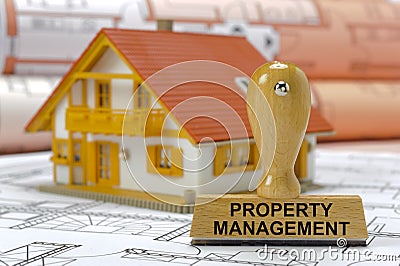 Property management printed on rubber stamp Stock Photo