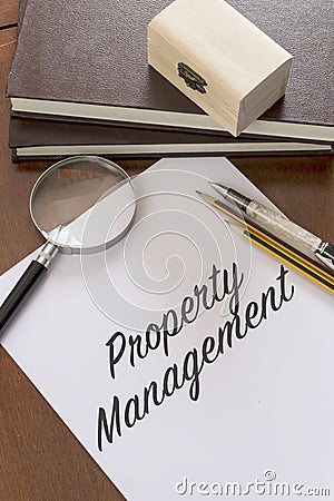 Property management writen on paper Stock Photo