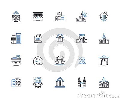 Property ownership line icons collection. Title, Deed, Mortgage, Equity, Ownership, Leasehold, Freehold vector and Vector Illustration