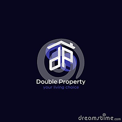 Property real estate company logo with house roof and window icon shape as initial DP alphabet word symbol mark Vector Illustration