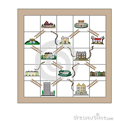 Property Snakes and Ladders Vector Illustration