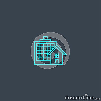 Property Type concept blue line icon Vector Illustration