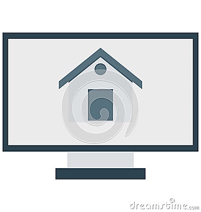 Property Website, Building On Monitor Isolated Vector Icons can be modify with any Style Stock Photo