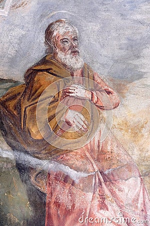 The prophet Elijah, fresco in the Church of All Saints in Sesvete, Croatia Stock Photo