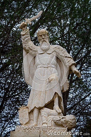 Prophet Elijah Statue in Muhraqa Monastery on Mount Carmel, Israel Stock Photo