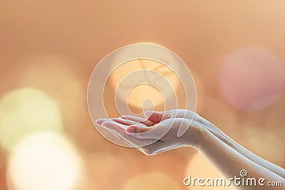 Prophet`s birthday, Eid al-Adha, supplication concept with prayer praying with islamic symbol of Muhammed Stock Photo