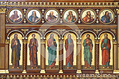 Prophets and Apostles, detail of Iconostasis in Greek Catholic Co-cathedral of Saints Cyril and Methodius in Zagreb Stock Photo