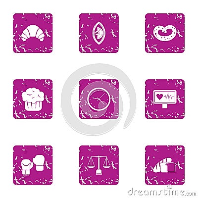 Proportion of food icons set, grunge style Vector Illustration