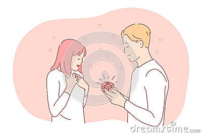 Proposal, engagement, couple togetherness concept Vector Illustration