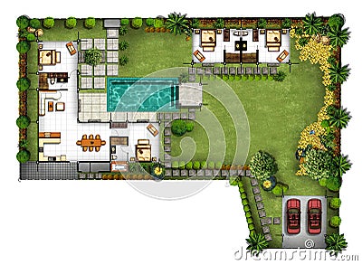 Proposal of planning house with with green area Stock Photo