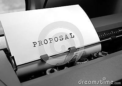 Proposal written on white paper. Stock Photo