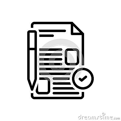 Black line icon for Proposed, prospective and paperwork Vector Illustration