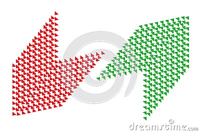 Pros and cons buy sell analysis red left green right arrows with transparent empty background. Concept for positive negative Vector Illustration