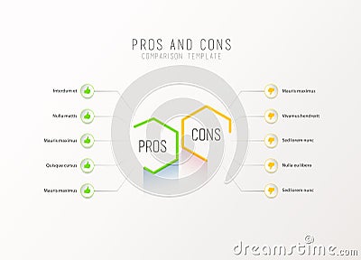 Pros and Cons comparison vector template Vector Illustration
