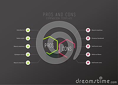 Pros and Cons comparison vector template Vector Illustration