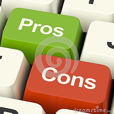 Pros Cons Computer Keys Showing Plus And Minus Alternatives Anal Stock Photo