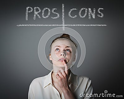 Pros and cons. Hesitation. Stock Photo