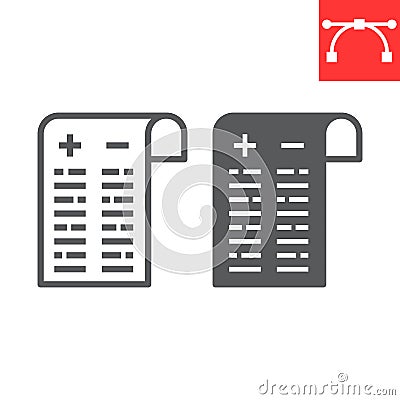 Pros and cons line and glyph icon, test and choose, pros and cons sign vector graphics, editable stroke linear icon, eps Stock Photo