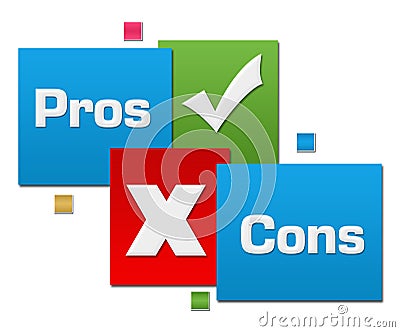 Pros And Cons Red Green Blue Squares Stock Photo