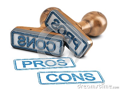 Pros and cons rubber stamps over white background Cartoon Illustration