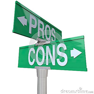 Pros and Cons Two-Way Street Signs Comparing Options Stock Photo