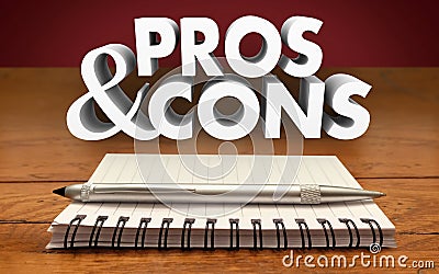 Pros and Cons Weighing Positives Negatives Notepad Pen Stock Photo